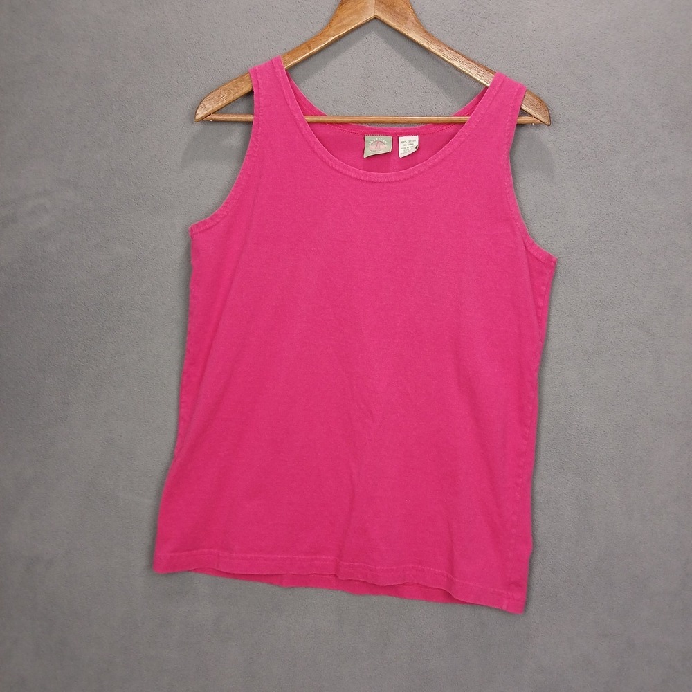 American Weekend Tank Top Womens Large Hot Pink Cotton Wide Straps Round Neck